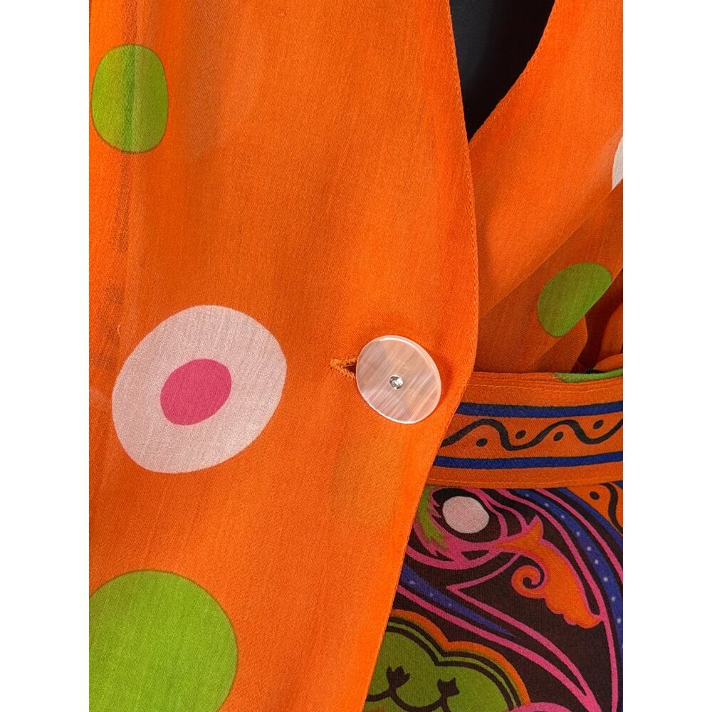 Vintage Masa Mura Orange Polka Dot Paisley Blouse + Skirt Set Farm Rio Vibes - Picture 2 of 10